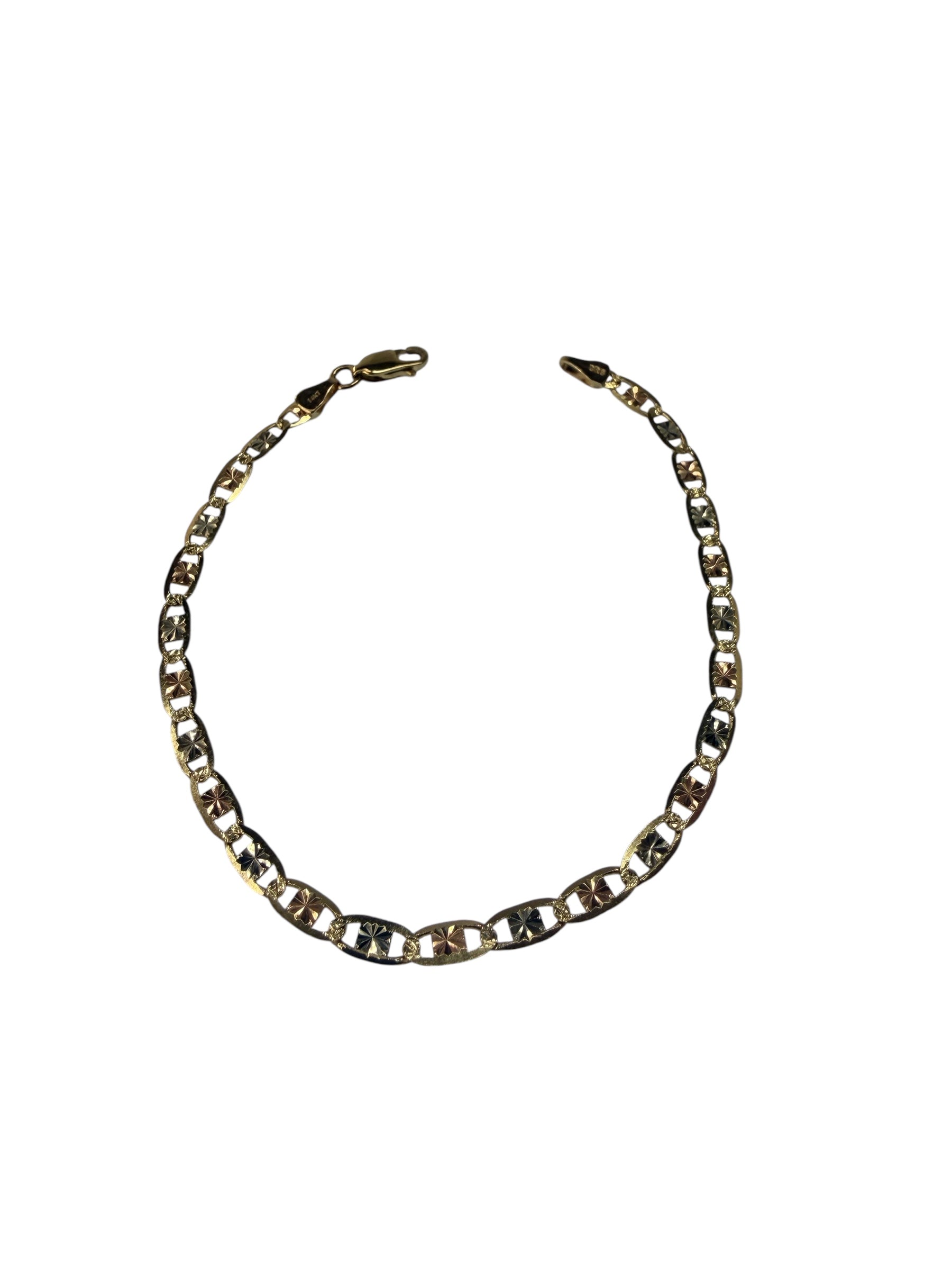 Esclava 7” de tres tonos en oro 14k