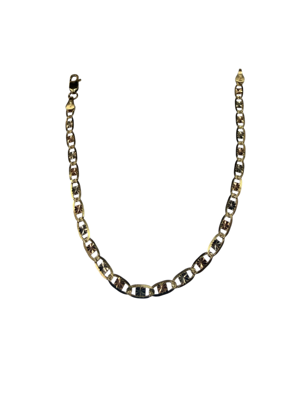 Esclava 7” de tres tonos en oro 14k