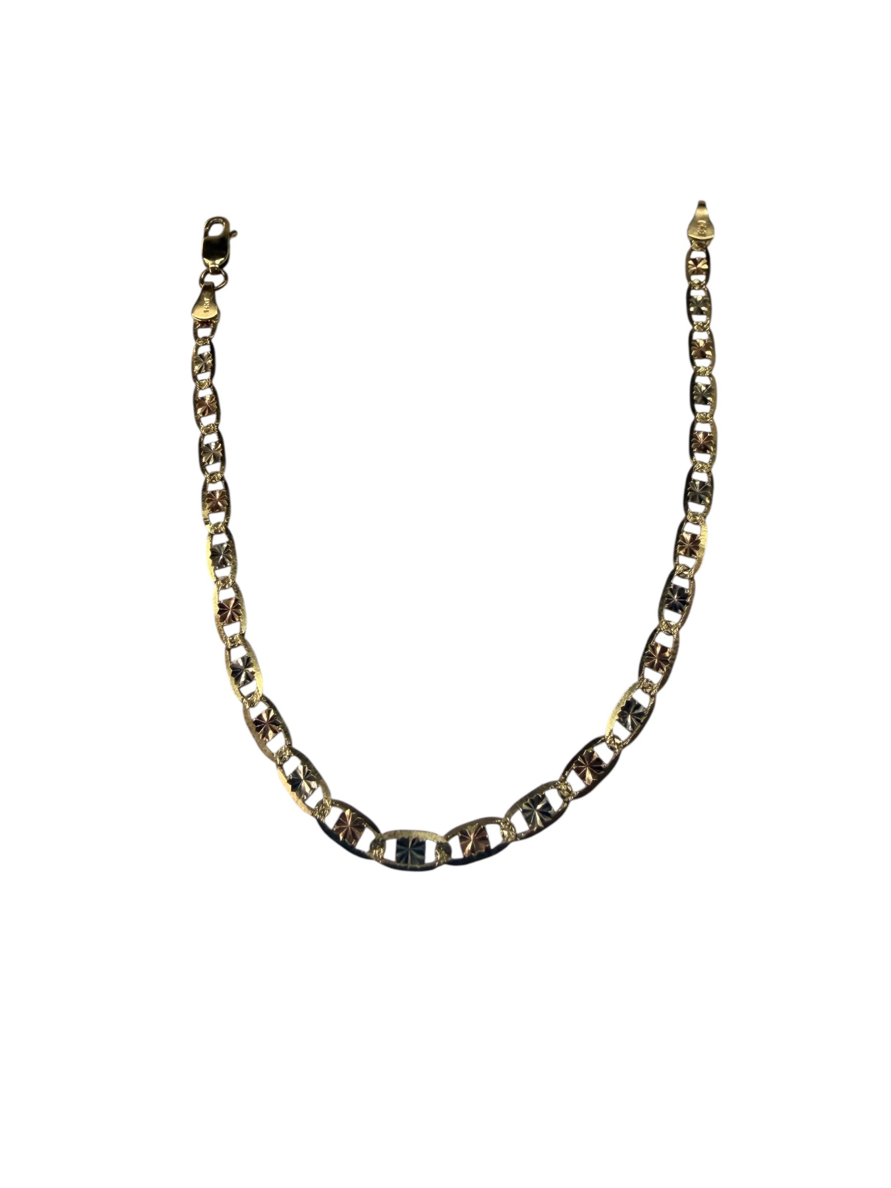 Esclava 7” de tres tonos en oro 14k