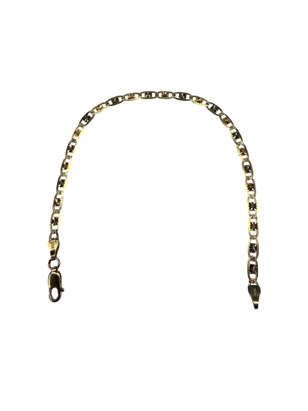 Esclava 7” de tres tonos en oro 14k