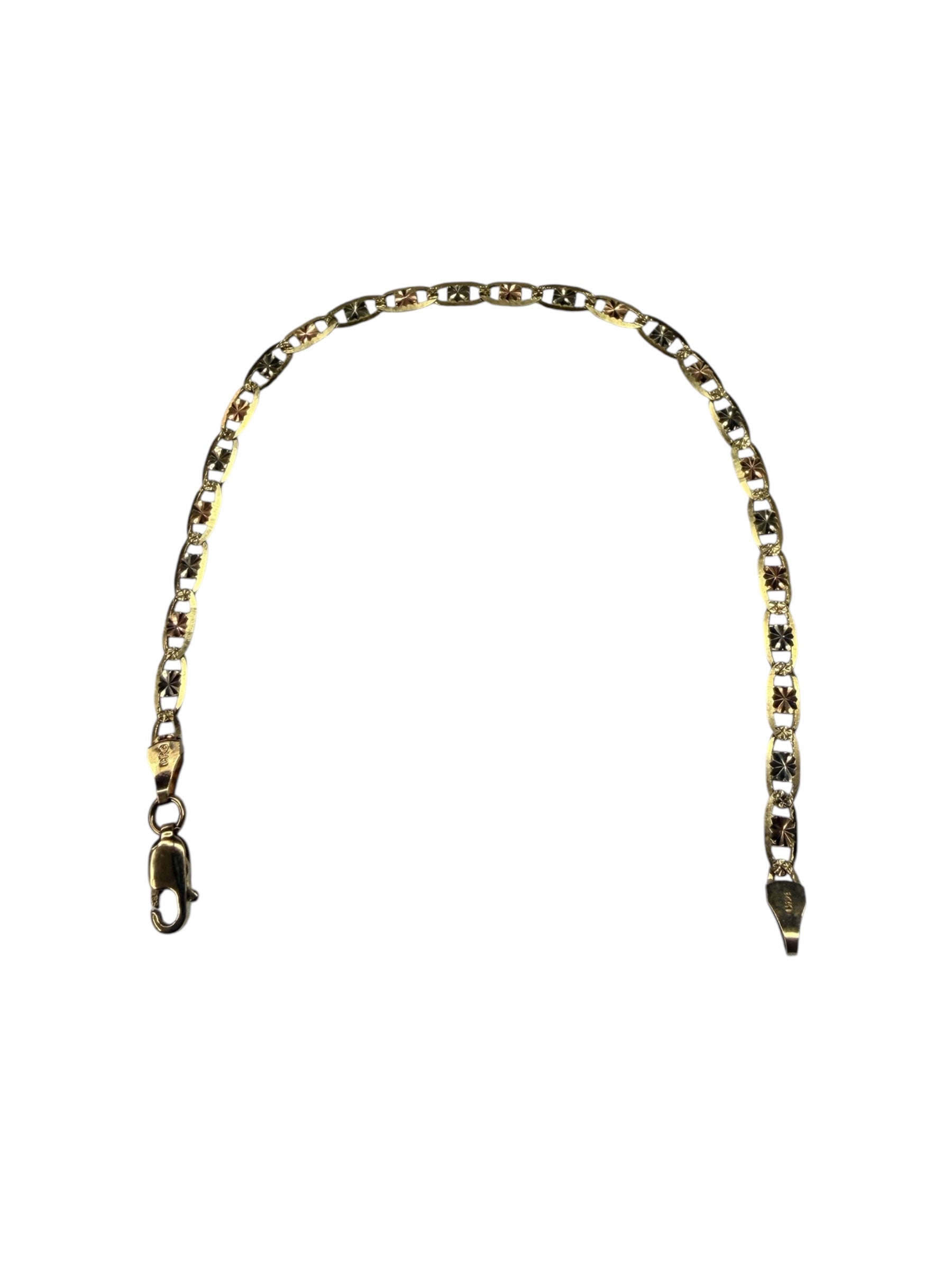 Esclava 7” de tres tonos en oro 14k