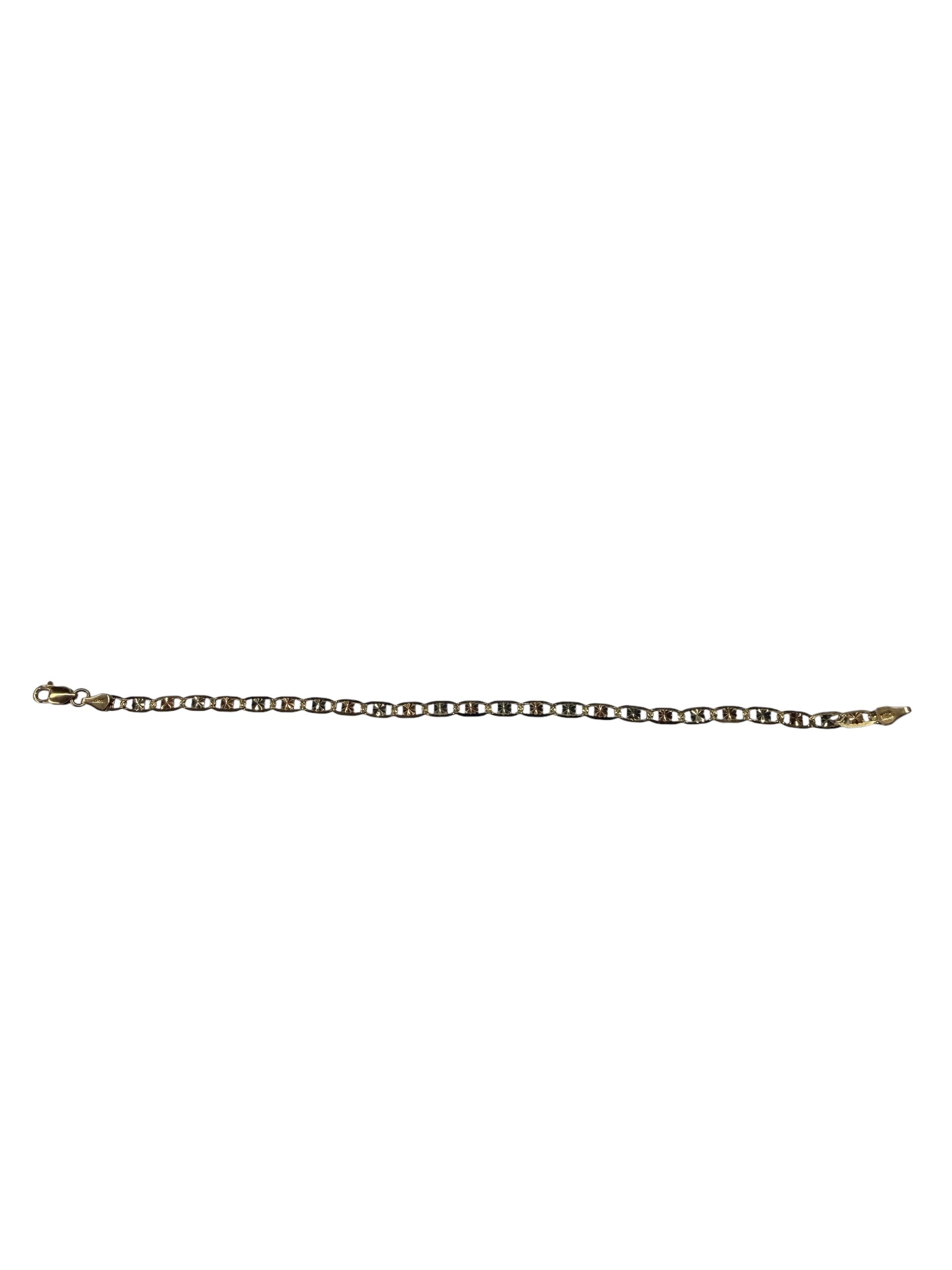 Esclava 7” de tres tonos en oro 14k