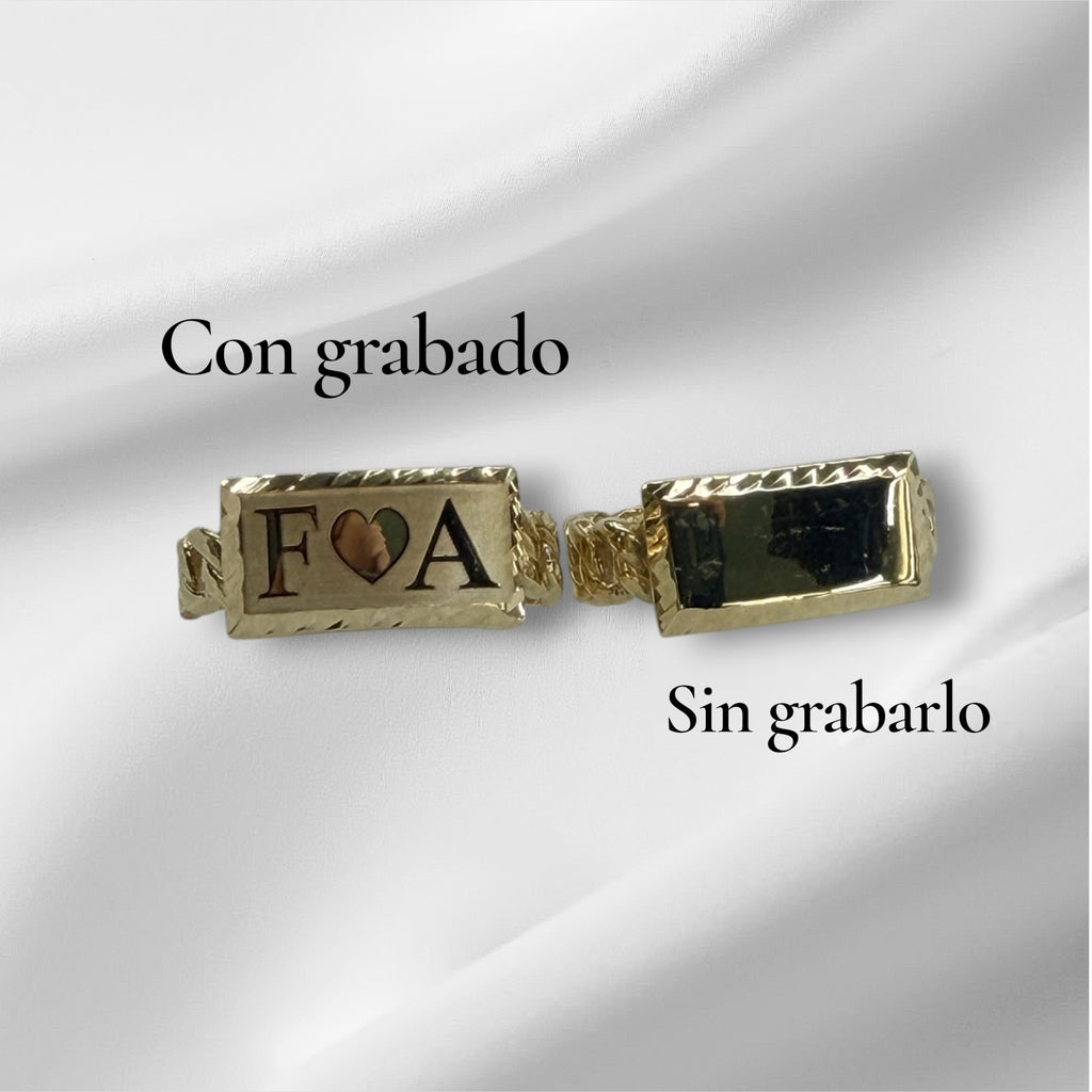 Anillo Mónaco con placa oro 14k