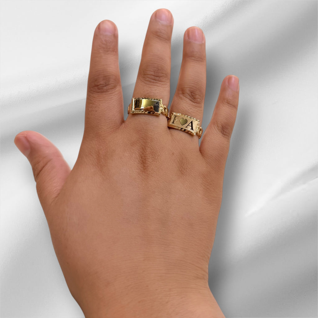 Anillo Mónaco con placa oro 14k